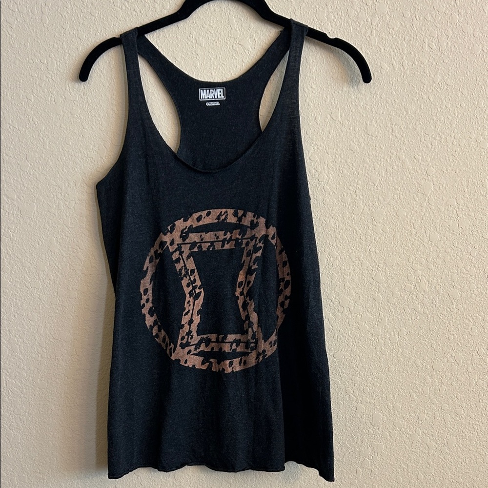 Women’s Marvel Black Widow Tank Top with Leopard Logo Fill
Size Small
